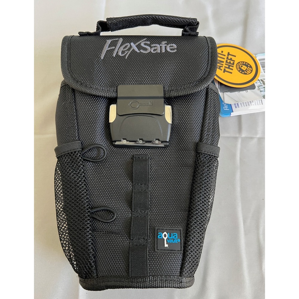 Aqua Vault FlexSafe Anti-Theft Portable Safe Black Travel Beach Lock Box NWT
